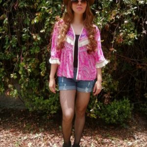 Blusa Saco Étnica Fucsia Estampado Hindú