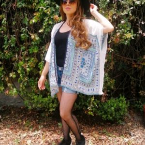 Kimono Corto Estampado Hindú Azul